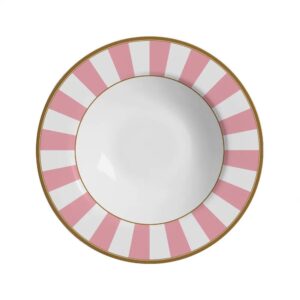 Plato Hondo Stripe Rosa Set x 6 pzas.