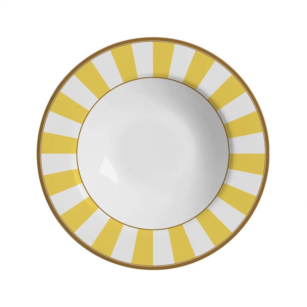Plato Hondo Stripe Amarillo Set x 6 pzas.