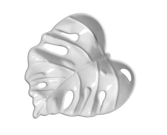 Plato Postre Leaves Blanco Set x 6 piezas.