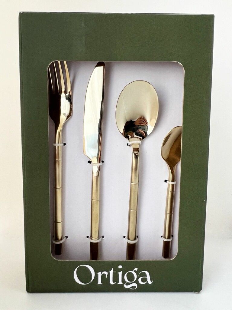 Set de Cubiertos Bambu - Champagne Gold Combinado x 16 pzas. - Imagen 2