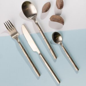 Set de Cubiertos Bambu - Champagne Gold  Matte x 16 pzas.