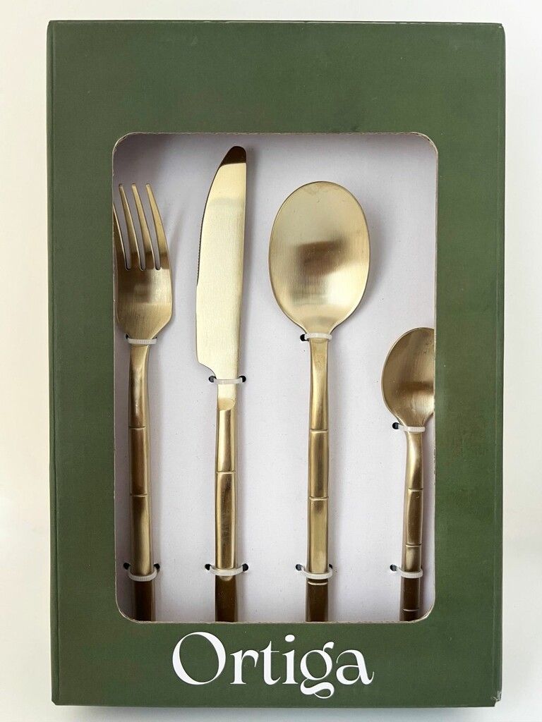 Set de Cubiertos Bambu - Champagne Gold Matte x 16 pzas. - Imagen 2