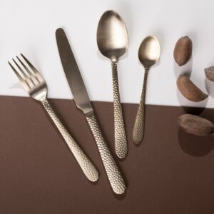 Set de Cubiertos Martele - Champagne Gold Matte x 16 pzas.